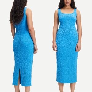 Samsoe Samsoe Marit Textured Midi Blue Dress